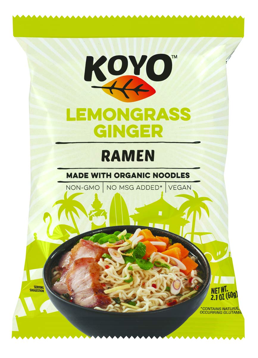 Koyo Ramen Soup, Lemongrass Ginger, Made with Organic Noodles, No MSG, No Preservatives, Vegan, 2.1 Ounces