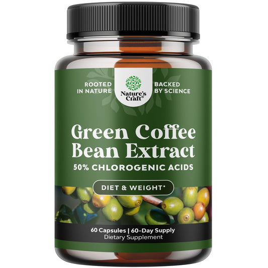 Pure Green Coffee Bean Extract - Super Energizing Green Coffee Extract with 50% Chlorogenic Acid for Antioxidant Healthy Heart Health Mental Focus - Natural Energy Supplement for Adults - 60 Count
