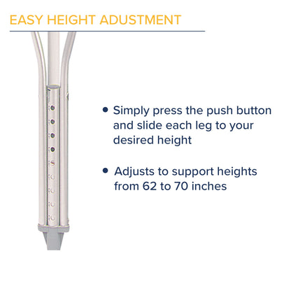 Hugo Mobility Adjustable Crutches for Walking, Tall Adult Walking Crutches, Comfortable Lightweight Crutches with Underarm Pad and Hand Grip