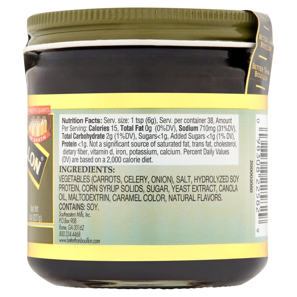 Better Than Bouillon Vegetarian No Beef Base, Made with Seasoned Vegetables, Certified Vegan, Makes 9.5 Quarts of Broth, 38 Servings 8 Ounce (Pack of 2)