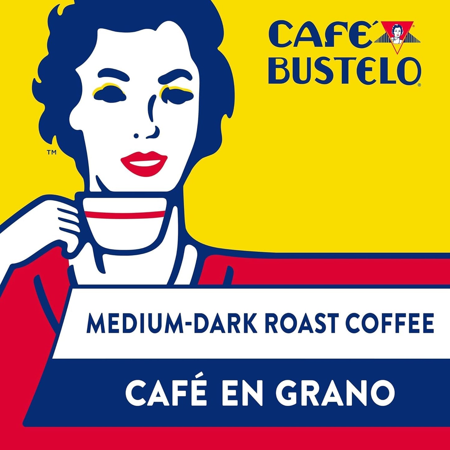 Café Bustelo Supreme by Bustelo Espresso Style Dark Roast Whole Bean Coffee, 16 Ounce (Pack of 8), Red