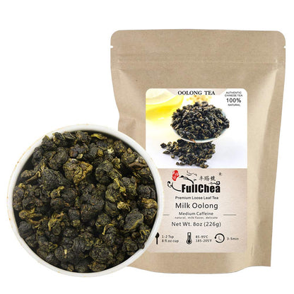 FullChea Milk Oolong Tea - Loose Leaf - Taiwan High Mountain Jin Xuan - Naturally Milky & Silky - 8oz / 226g
