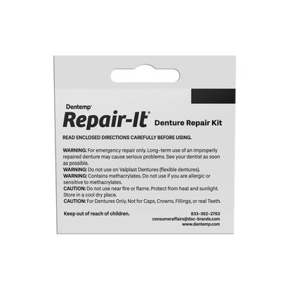 Dentemp Repair Kit - Repair-It Advanced Formula Denture Repair Kit - Repairs Broken Dentures, Mends Cracks and Replace Loose Teeth