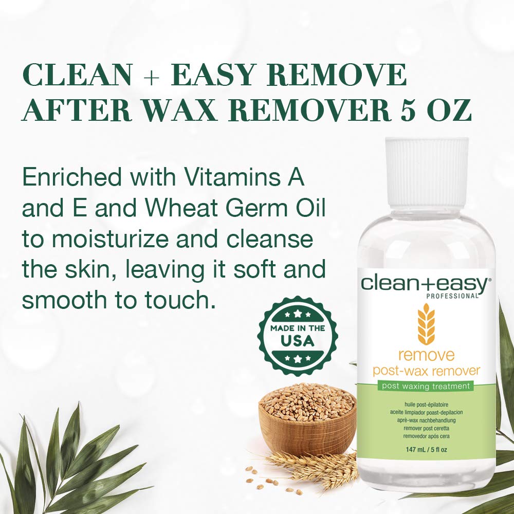 Clean + Easy After Wax Remover Oil for Skin – Post Wax Care & Soothing Residue Remover for Smooth Skin, 5 fl oz
