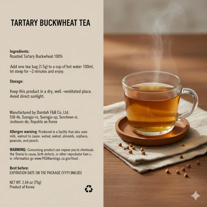Damtuh Tartary Buckwheat Tea – Nutty & Refreshing Herbal Tea, Caffeine-Free, 50 Tea Bags (1.5g each)