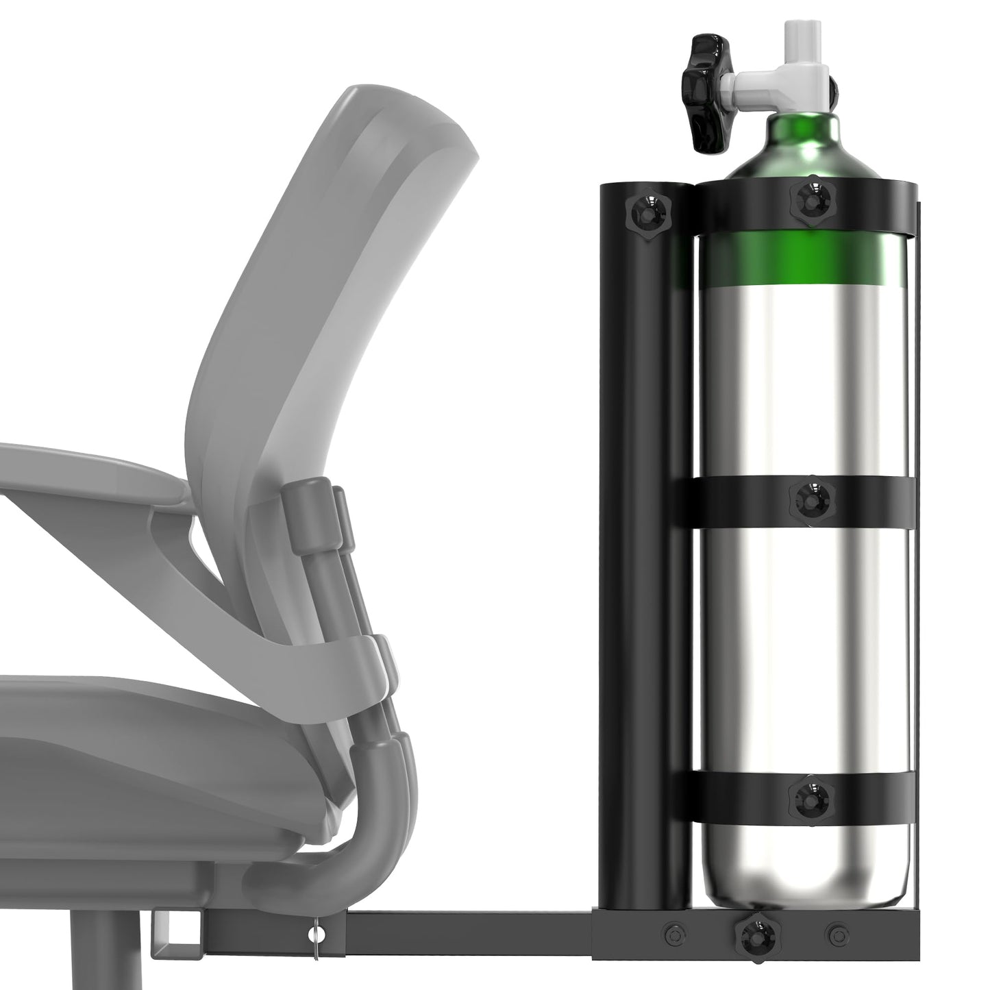 GARVIN Oxygen Tank Holder Cane Holder 2-in-1, Mobility Scooters, Power Wheelchair Accessories (Equipped with 1"x1" Hitch Receiver), Suitable for D and E Oxygen Cylinder 18.9" W x 6" D x 17.6" H