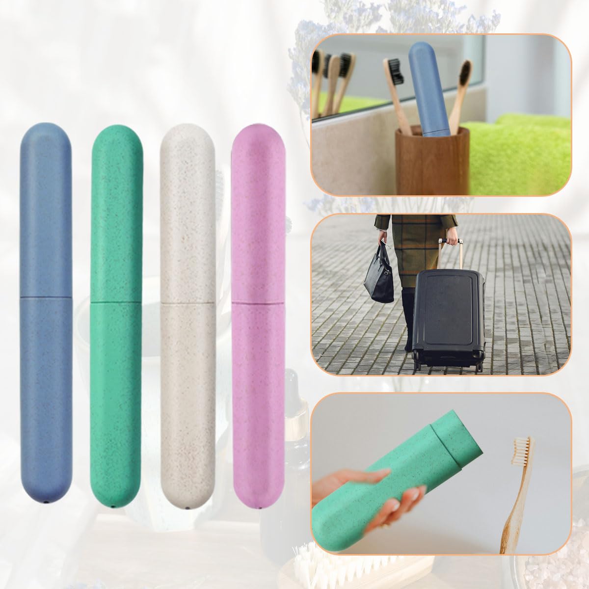 4 Pack Travel Toothbrush Case, Holder Toothbrush Travel Containers for Trip Home Camping Dust-Proof and Sanitary, Travel Toothbrush Holder