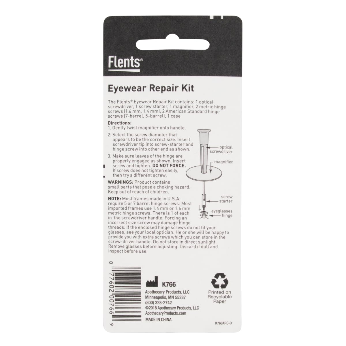 Flents Eyeglass Repair Tool Kit with Small Screwdriver, Eyeglass Screws, Magnifying Glass, Screw Guide, & Storage Pouch, Universal Eyeglass Repair Kit for Fixing Broken Reading Glasses, & Sunglasses