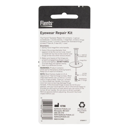 Flents Eyeglass Repair Tool Kit with Small Screwdriver, Eyeglass Screws, Magnifying Glass, Screw Guide, & Storage Pouch, Universal Eyeglass Repair Kit for Fixing Broken Reading Glasses, & Sunglasses
