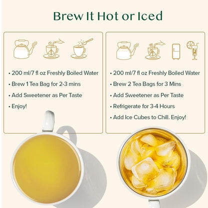 VAHDAM, Chamomile Mint Citrus Green Tea Bags (30 Count) Low Caffeine, Non GMO, Gluten Free | Sweet & Floral | Resealable Ziplock Pouch | Individually Wrapped Chamomile Tea Bags