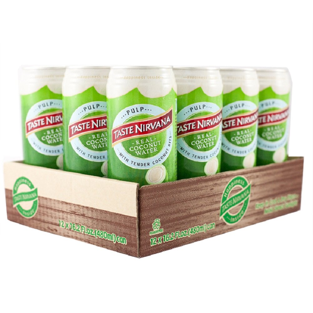 Taste Nirvana Real Coconut Water, Coco Pulp with Tender Coconut Bits, 16.2 Fl Oz (Pack of 12)
