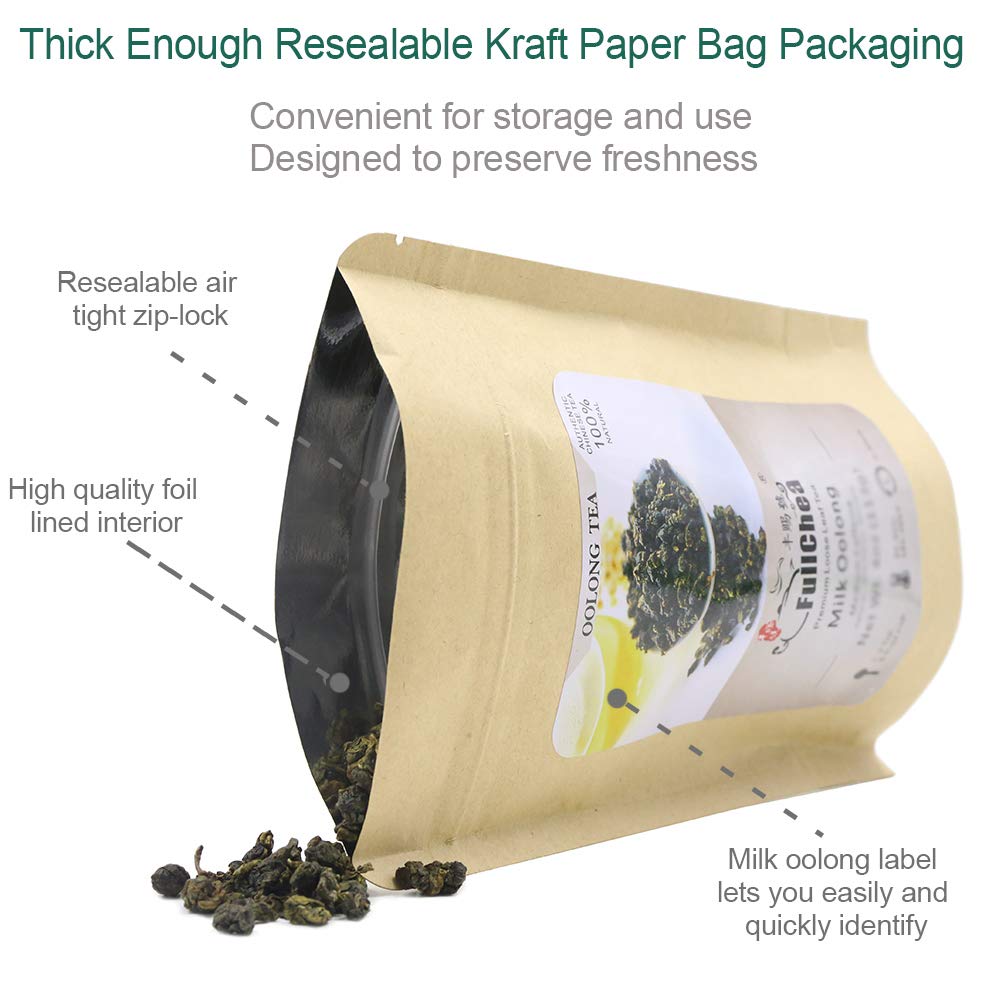 FullChea Milk Oolong Tea - Loose Leaf - Taiwan High Mountain Jin Xuan - Naturally Milky & Silky - 8oz / 226g
