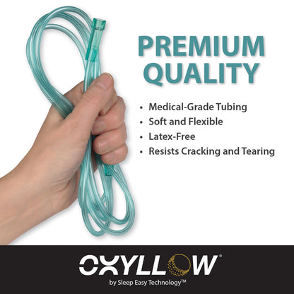 Premium 7 ft Oxygen Tubing - 1-Count - 6-Channel Kink-Resistant Air Flow - High-Visibility Green Tint - Universal End Connectors - Durable, Medical Grade Oxygen Therapy Accessory