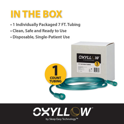 Premium 7 ft Oxygen Tubing - 1-Count - 6-Channel Kink-Resistant Air Flow - High-Visibility Green Tint - Universal End Connectors - Durable, Medical Grade Oxygen Therapy Accessory