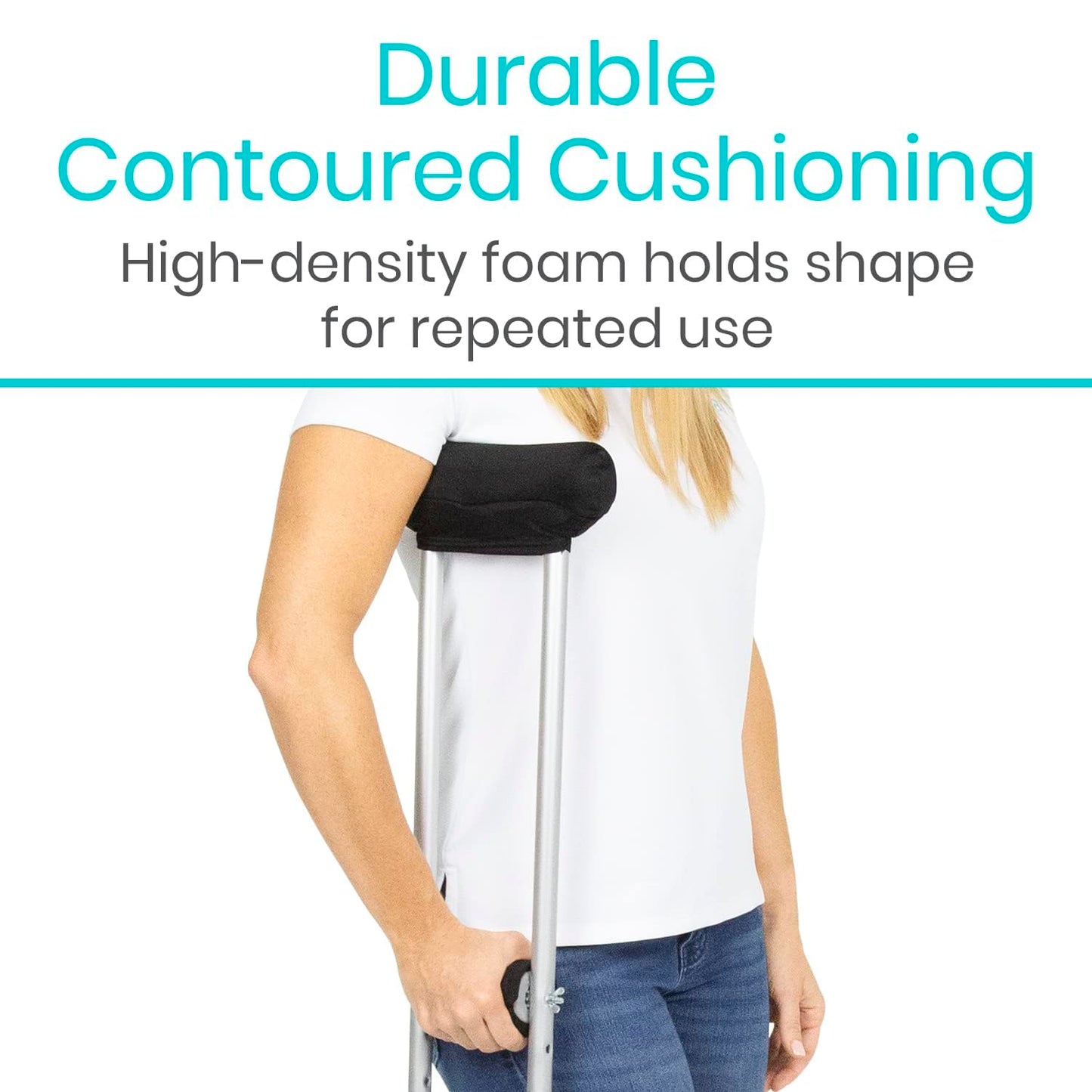 Vive Premium Crutch Pads & Hand Grips - Comfortable, Breathable, Machine Washable Padding - Moisture Wicking & Odor Reducing Pillow Accessory Covers for Adult & Youth Walking Crutches