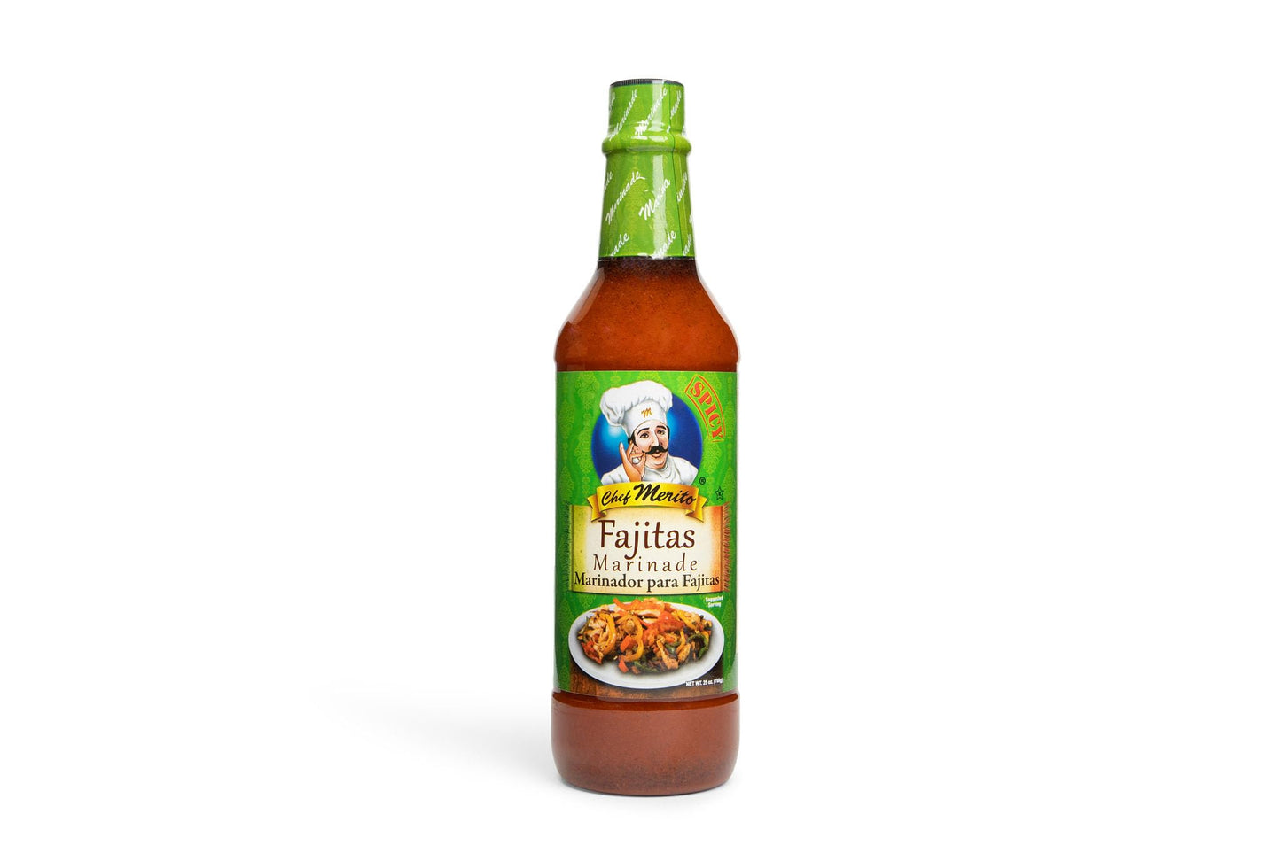 Chef Merito Fajitas Marinade 25 oz | Zesty & Smoky | Ideal for Beef, Chicken & Veggie Fajitas | Perfect for Grilling & Sautéing | Authentic Latin Flavor Since 1985