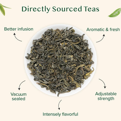 VAHDAM, Himalayan Green Tea Leaves (50+ Cups, 3.53 Oz) Non GMO, Gluten Free | High Elevation Grown Green Tea Leaves From Himalayas | Pure Unblended Single Origin Green Loose Leaf Tea | Vacuum Sealed