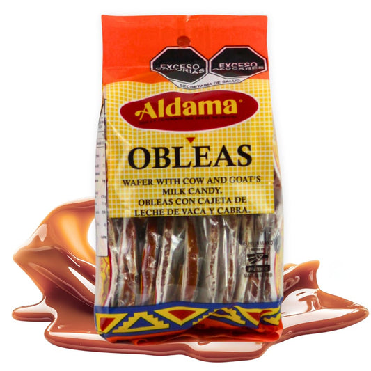 ALDAMA Mini Obleas Milk Candy Wafers – Traditional Mexican Cajeta Wafer Candy, Individually Wrapped (1-Pack, 20 Piece Per Pack)