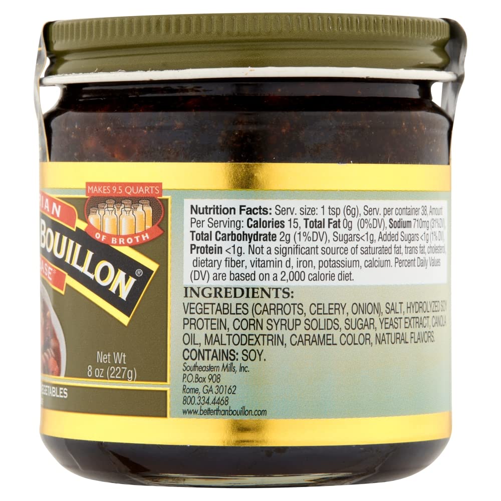 Better Than Bouillon Vegetarian No Beef Base, Made with Seasoned Vegetables, Certified Vegan, Makes 9.5 Quarts of Broth, 38 Servings 8 Ounce (Pack of 2)