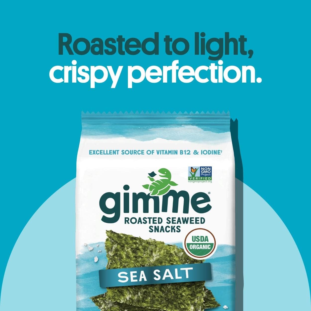 Gimme Seaweed Organic Premium Roasted Seaweed Snacks, Sea Salt, 10g Sharing Pack (Single) Keto, Vegan, Gluten-Free, Great Source of Omega3s and Iodine, Healthy On-The-Go Snack for Kids and Adults