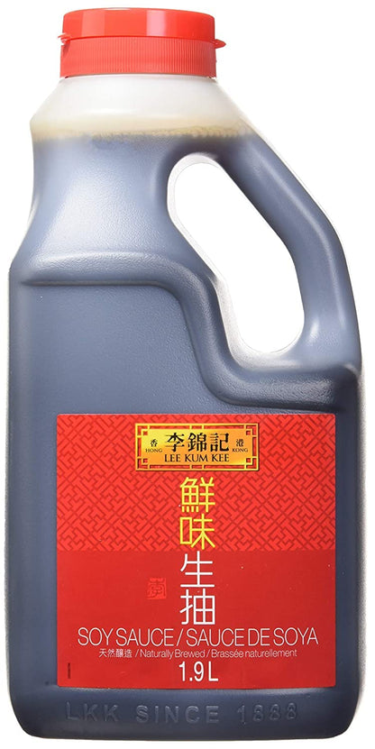 Lee Kum Kee Soy Sauce (64 oz - 1 Pack) Vegan, Non-GM Soybeans | Umami Flavor | Perfect for Marinades, Stews, Sauce Mixes, Stir-Frying, Drizzling, Dipping, Seasoning & Braising