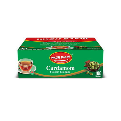 Wagh Bakri Cardamom Flavour Tea bags, 100 Tea Bags of Special International Blend, 200 grams