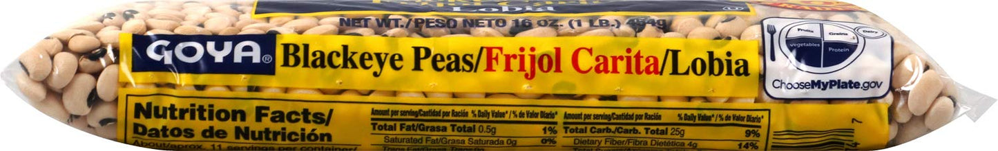 Goya Blackeye Peas, Dry, 1 Pound Bag