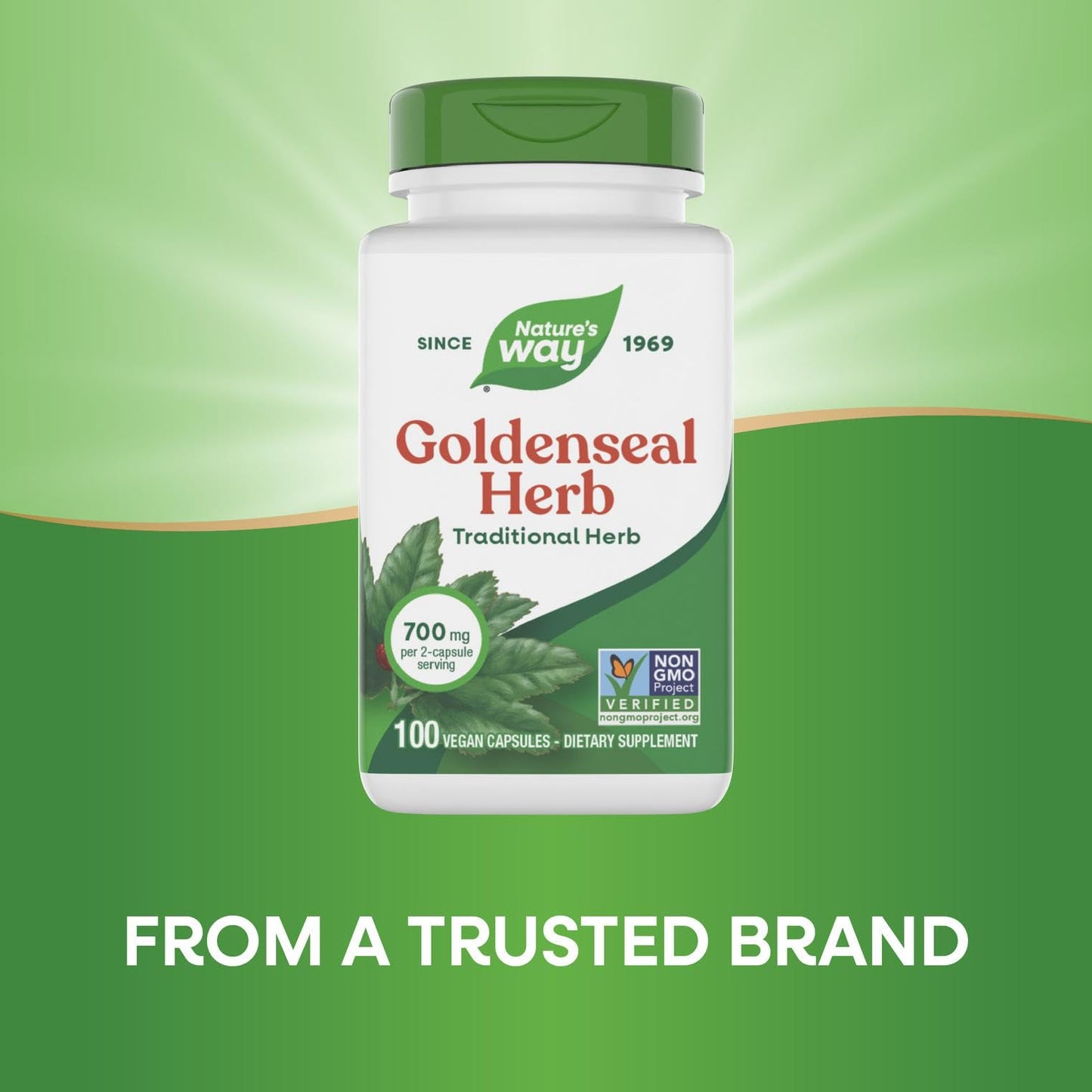 Nature's Way Goldenseal, Traditional Herb, 700 mg per 2-Capsule Serving, Non-GMO Project Verified, Vegan, 100 Capsules