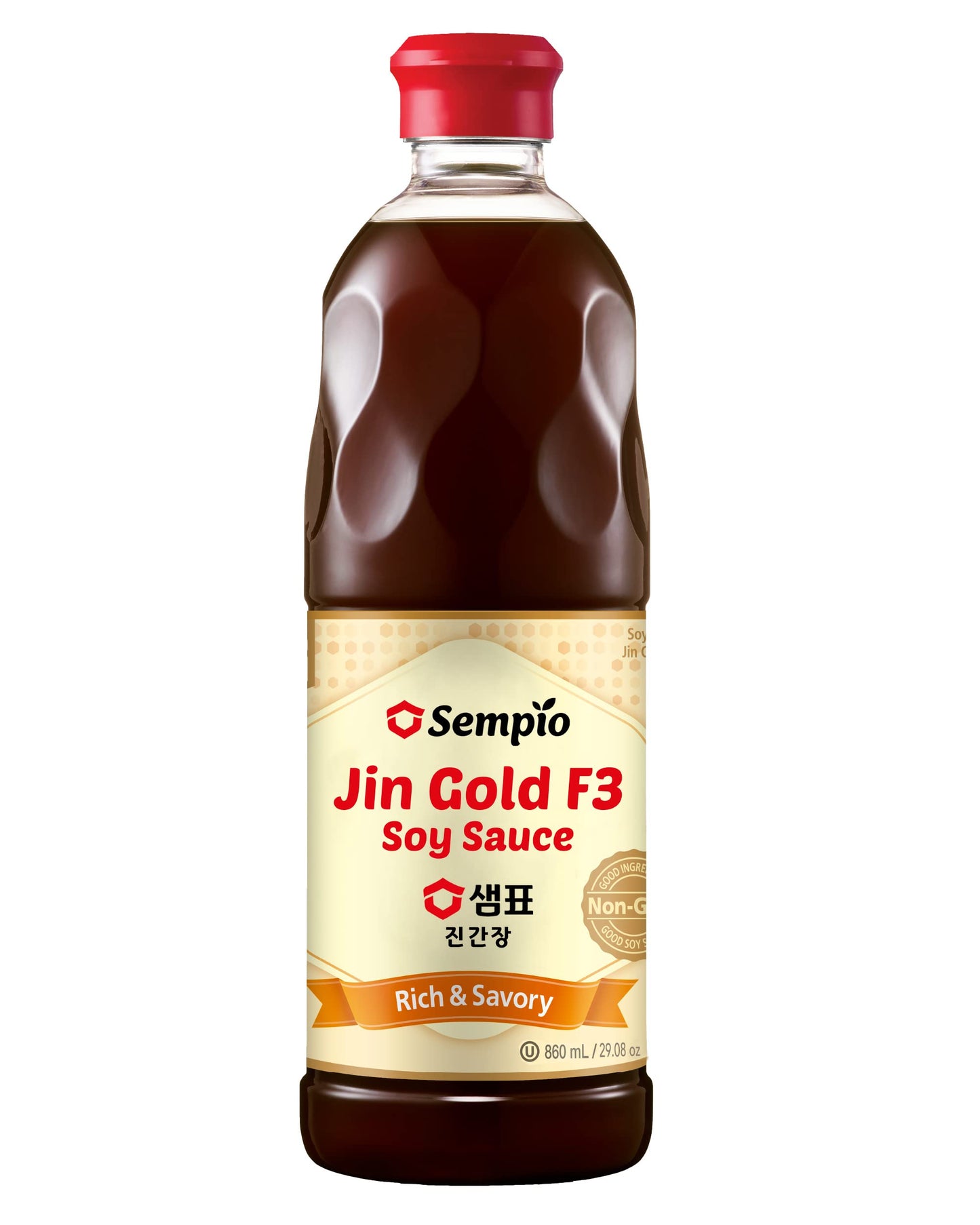 SEMPIO Soy Sauce Jin Gold F3 – Blended for Flavor, Ideal for Stir-fries, Authentic Korean Asian Cuisine, Made in Korea (29.08 fl oz / 860mL, Kosher, Vegan, Non-GMO)