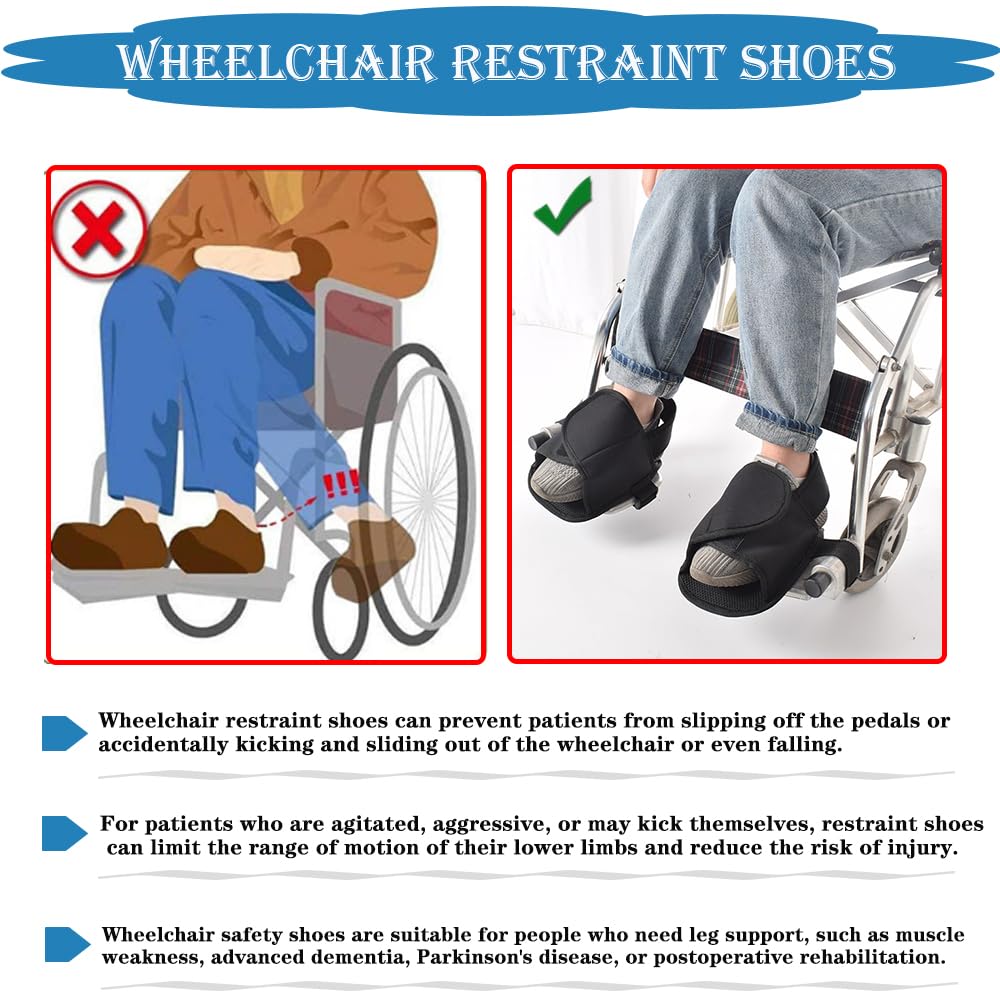 Wheelchair Restraint Shoes Prevent The Foot from Falling Off The Footrest Adjustable & Easy to Wear,Wheelchair Shoe Holder Straps for Disabled & Rehabilitation Patients