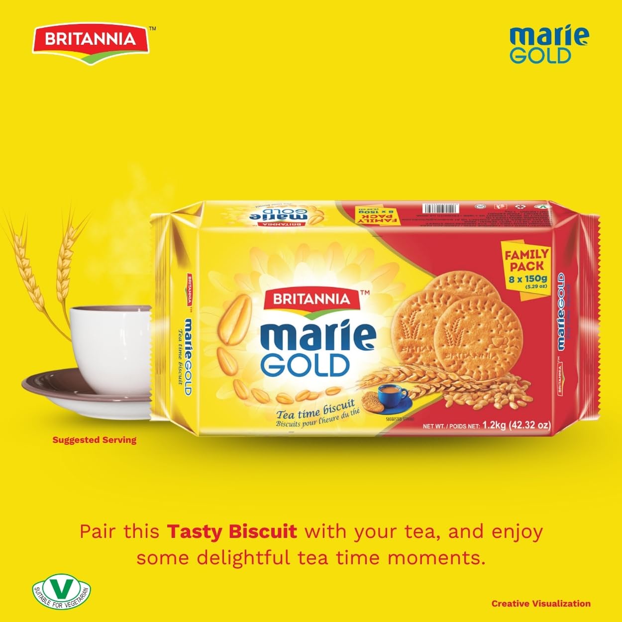 Britannia Marie Gold Cookies 21.16oz (600g) - Crispy Tea Time Snack - Delicious Grocery Cookies (Pack of 1)