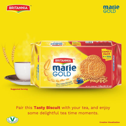 Britannia Marie Gold Cookies 21.16oz (600g) - Crispy Tea Time Snack - Delicious Grocery Cookies (Pack of 1)