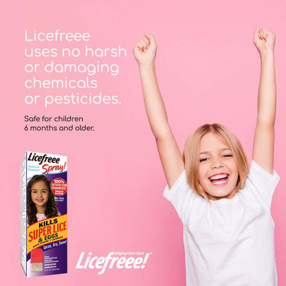 Licefreee Lice Spray for Kids Hair, Includes Professional Metal Nit & Lice Comb for Kids, Kills on Contact, 6 Fl Oz