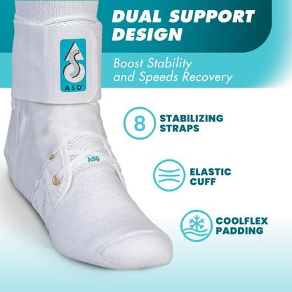 Med Spec ASO Ankle Stabilizer - Lace Up Ankle Brace for Sprained Ankle and Peroneal Tendonitis, Orthopedic Ankle Support for Men, Women, Adults, Teens and Kids, Sports Injury Recovery