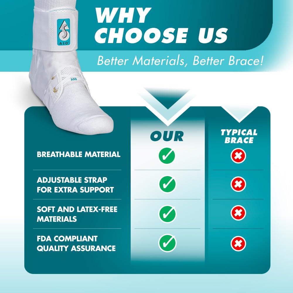 Med Spec ASO Ankle Stabilizer - Lace Up Ankle Brace for Sprained Ankle and Peroneal Tendonitis, Orthopedic Ankle Support for Men, Women, Adults, Teens and Kids, Sports Injury Recovery