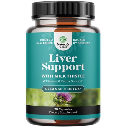 Liver Cleanse Detox & Repair - Milk Thistle Supplement for Digestion & Immune Health - Ginger Root, Choline & Dandelion Root - Herbal Liver Support with Silymarin, Beetroot & Artichoke - 70 Count