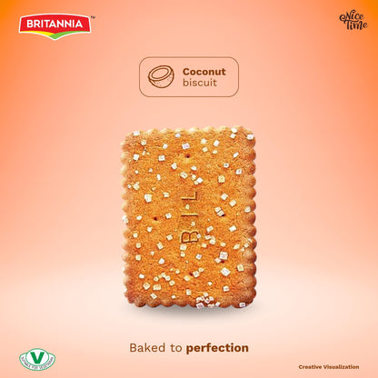 Britannia Nice Time 16.9oz (480g) - Delicious Coconut Biscuit Crunchy - Kids Favorite Breakfast & Tea Time Snacks (Pack of 6 * 80)