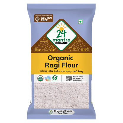 24 Mantra Organic Ragi Flour/Finger Millet/Nachni Flour - Chemical Free & Pesticides Free | Naturally Gluten-Free (500 G (Pack Of 1))