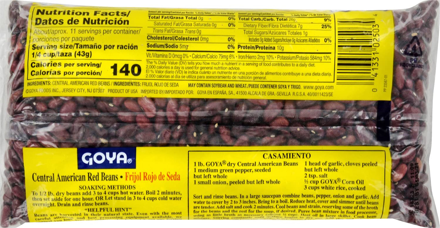 Goya Central American Red Beans, Dry, 1 Pound Bag