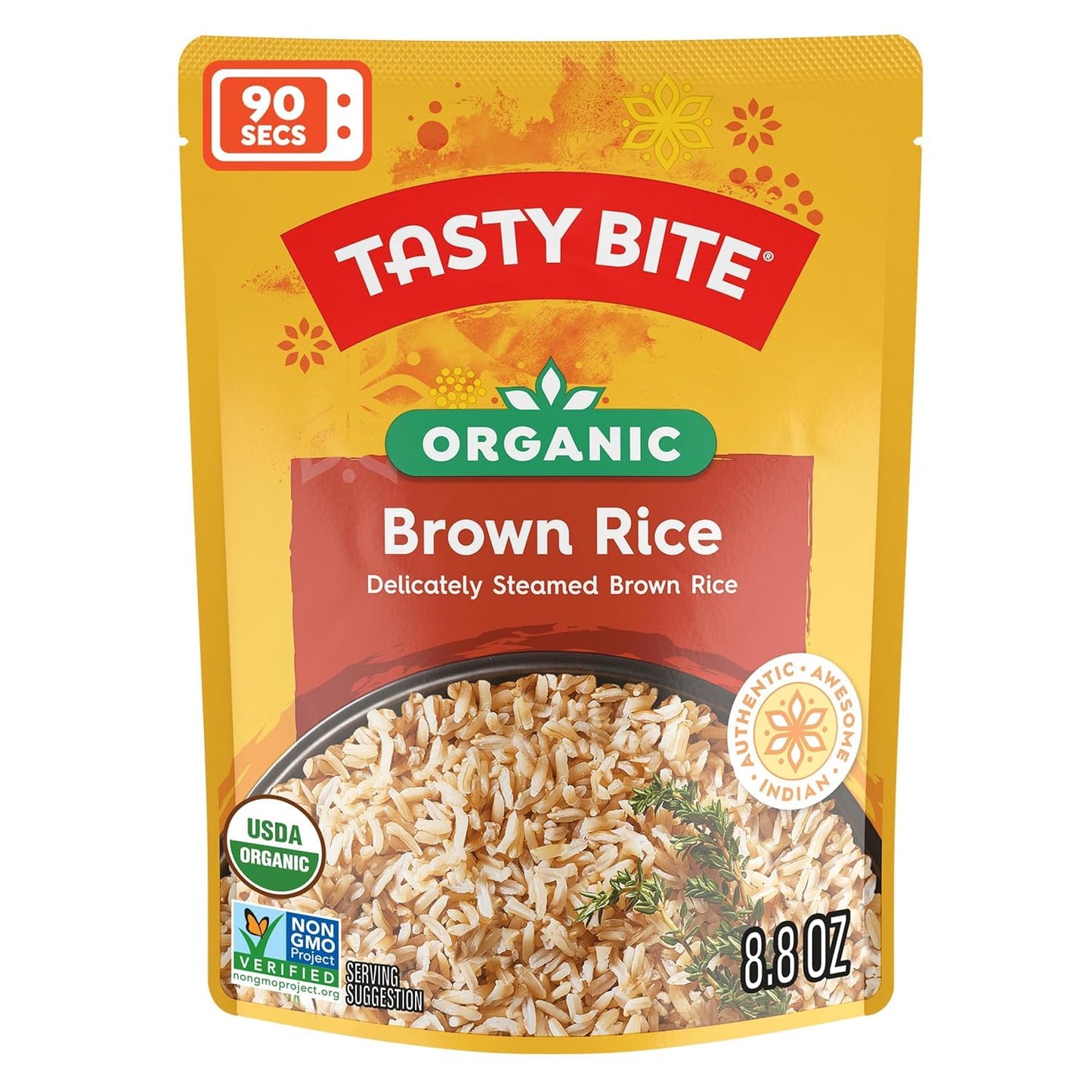 Tasty Bite Organic Brown Rice, Microwaveable Ready to Eat Entrée, 8.8 Ounce (Pack of 6)
