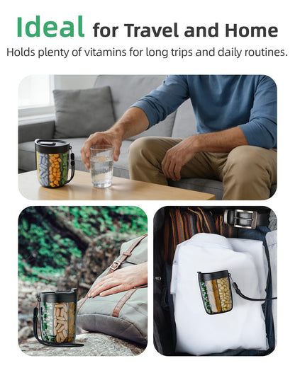 PULIV Large Pill Bottle Organizer, Supplement Organizer for Holding 6 Various Vitamins, Pill Box Case with Anti-Mixing & Wide Opening Design, Easy to Retrieve Meds, Includes 20 Pcs Stick-on Labels