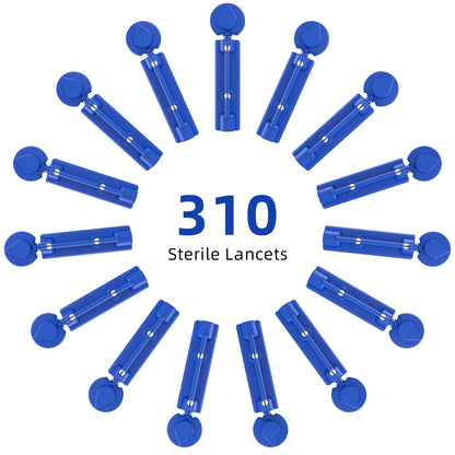 Metene 310 Count 30 Gauge Sterile Lancets for Blood Sugar Test, Dark Blue