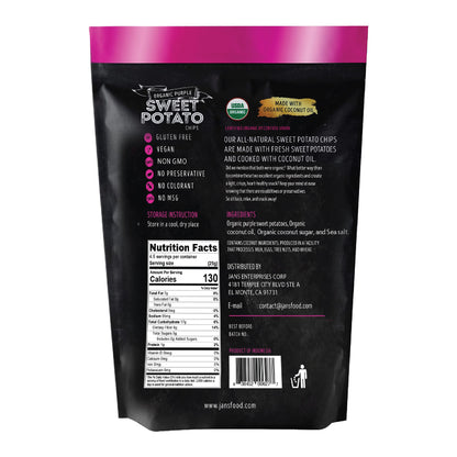 Jans Purple Sweet Potato Chips, 4 oz – Baked Sweet Potato Chips Made with Coconut Oil – Healthy Sweet Potatoes Snacks, AIP Compliant, Gluten Free, Non GMO, Paleo Snack