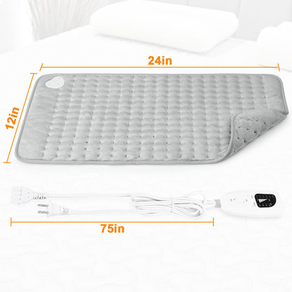 Deepsoon Heating Pad,Electric Heating Pads for Back,Neck,Abdomen,Moist Heating Pad for Shoulder,Knee,Arms,Legs,Dry/Moist Heat & Auto Shut Off,Christmas Gifts for Men and Women,Light Gray,24x12 Inch