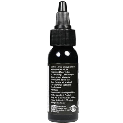 Element Tattoo Supply Nighthawk Black Tattoo Ink - Permanent Solid Black Color for Outlining, Shading & Blending, Professional Grade, Vegan, Non-Toxic & Safe for Human Skin, 1 oz Bottle