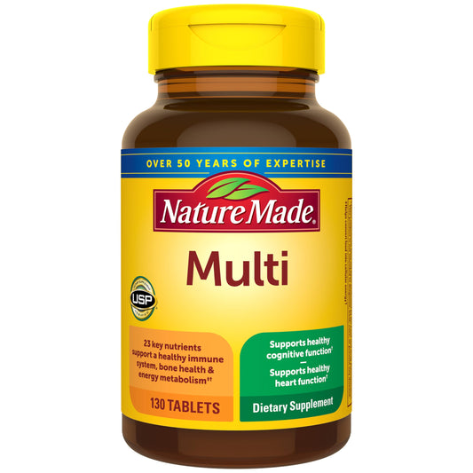 Nature Made Multivitamin Tablets with Iron, Multivitamin for Women and Men for Daily Nutritional Support, Nature Made Multi Vitamins for Adults, 130 Tablets, 130 Day Supply