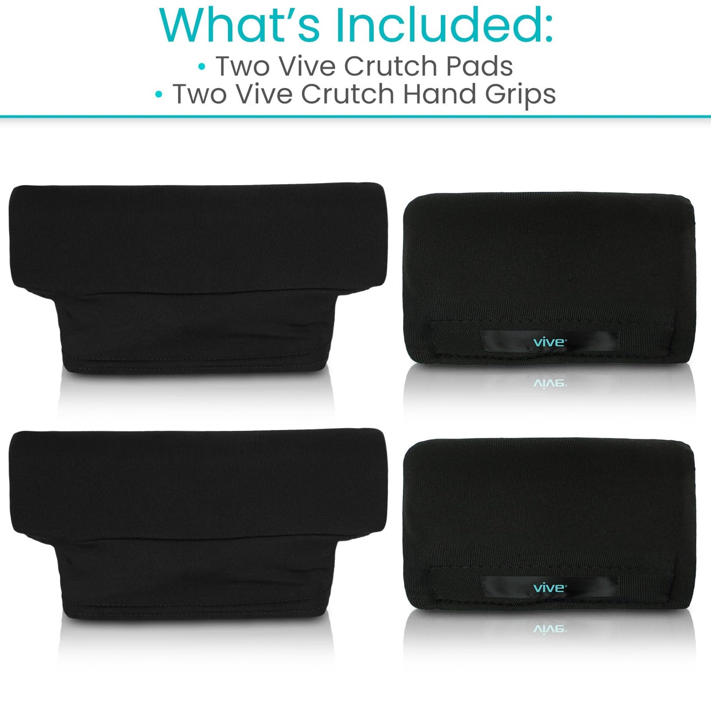 Vive Premium Crutch Pads & Hand Grips - Comfortable, Breathable, Machine Washable Padding - Moisture Wicking & Odor Reducing Pillow Accessory Covers for Adult & Youth Walking Crutches