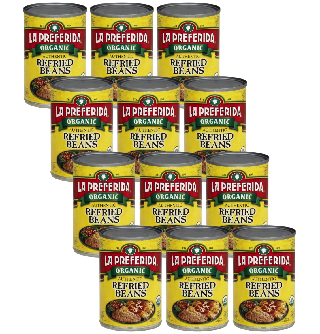 La Preferida Organic Refried Beans, 15 Ounce (Pack of 12)
