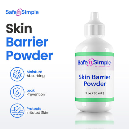 Safe n' Simple Stoma Skin Barrier Powder - 1 oz - Medicated Protective Skin Barrier Powder - Skin Barrier Protection Ostomy Powder Supplies - Stoma Adhesive Powder