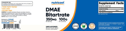 Nutricost Pure DMAE-Bitartrate Powder 100 Grams